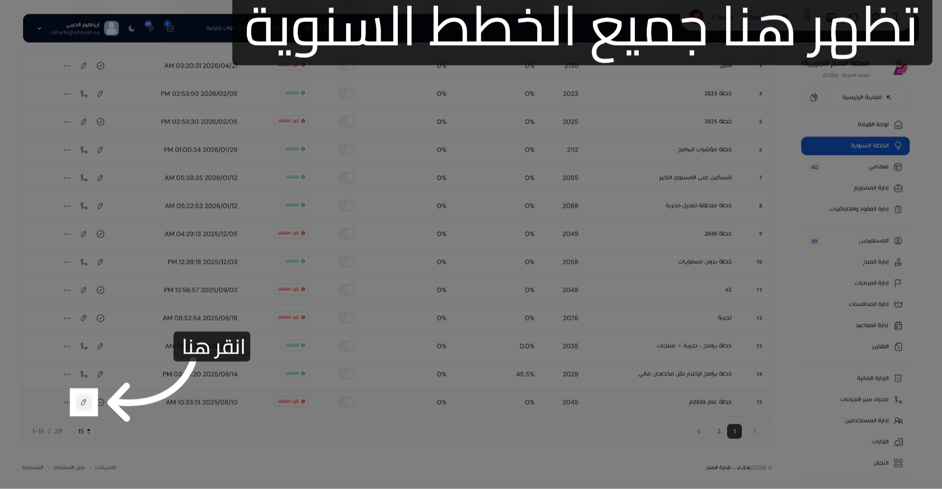 فتح تعديل الخطة واضافة مستويات