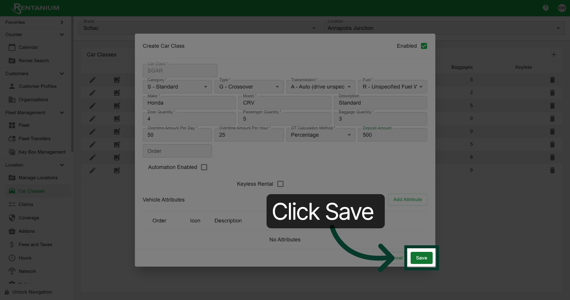 Save Car Class Settings