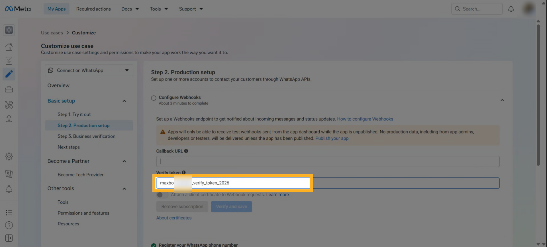 Maxbot webhook callback URL