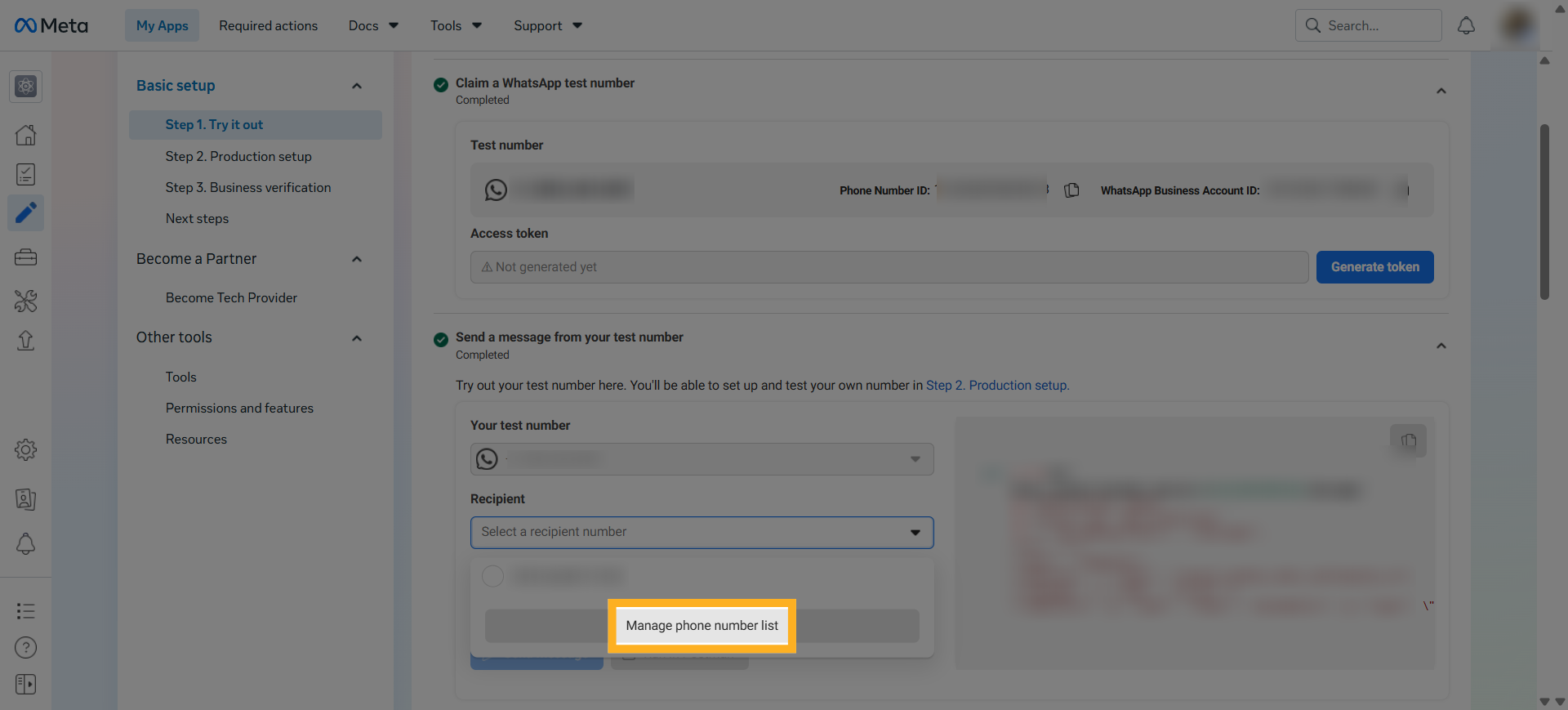 Manage WhatsApp phone numbers in Meta