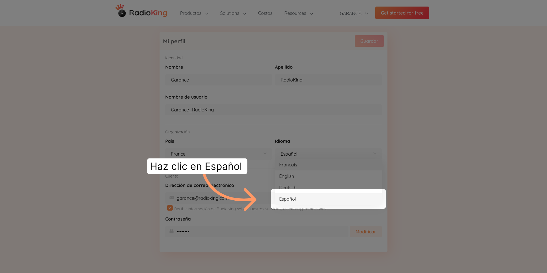 Confirmar Selección de Español
