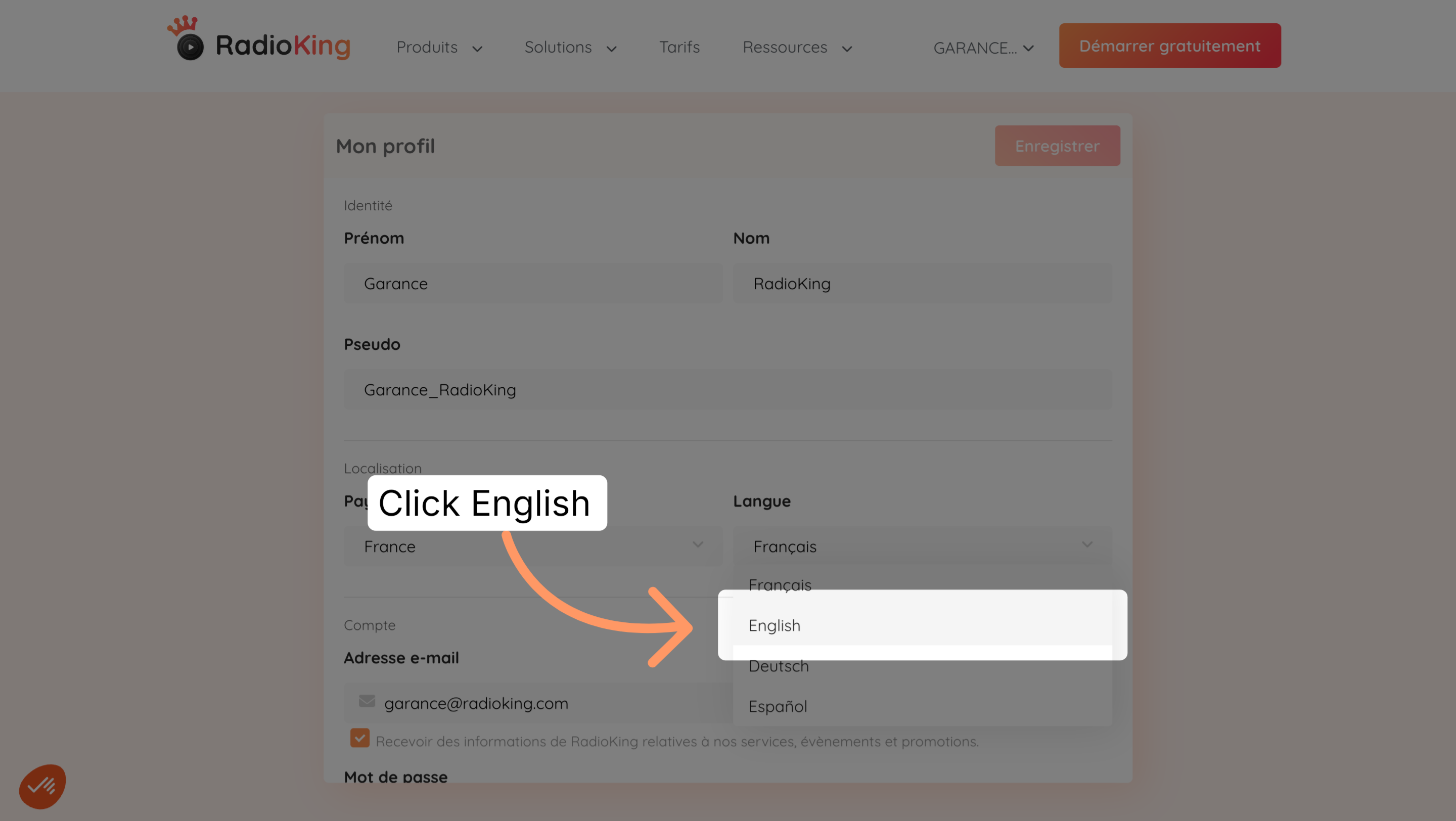 Select English Language