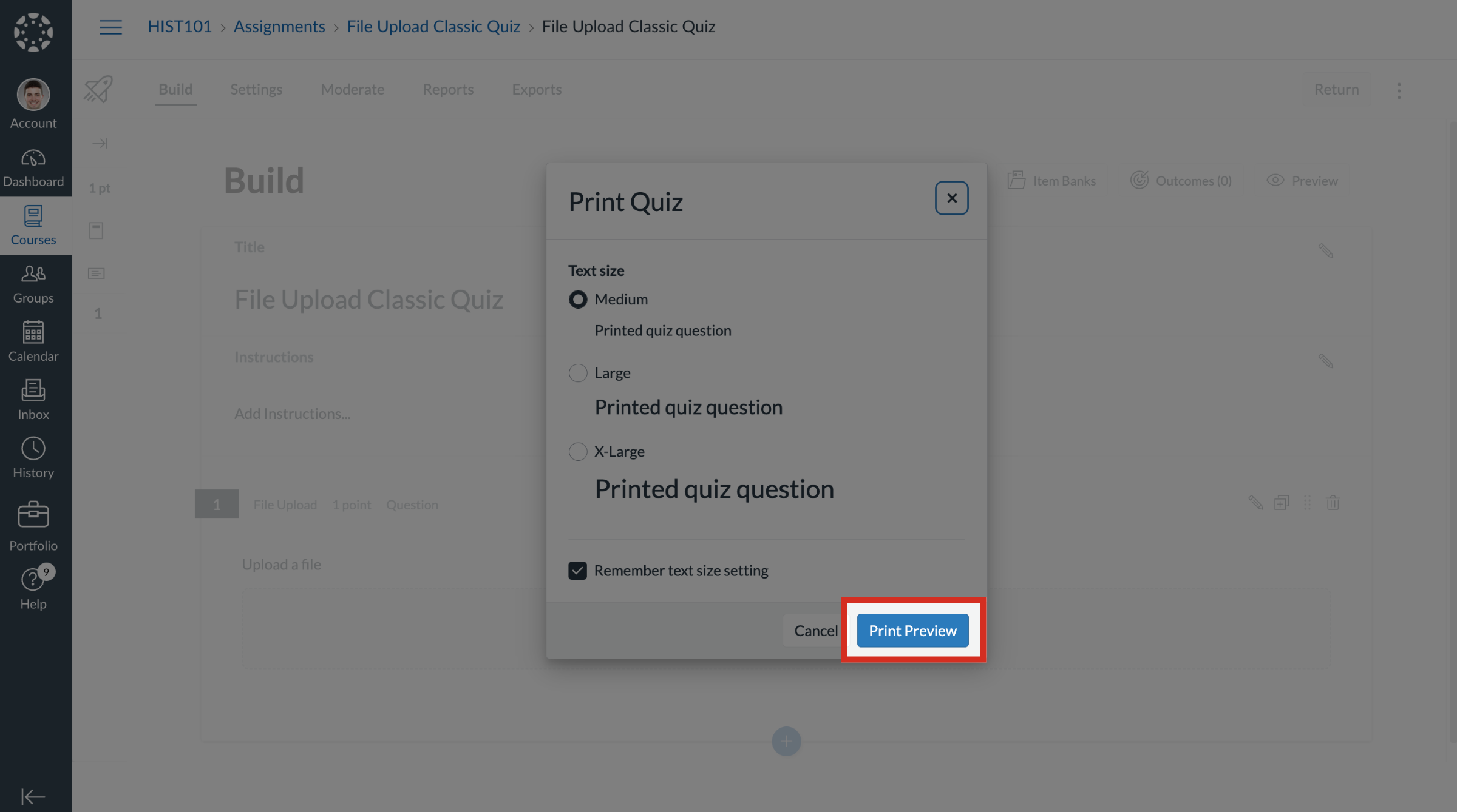 Print Preview Button