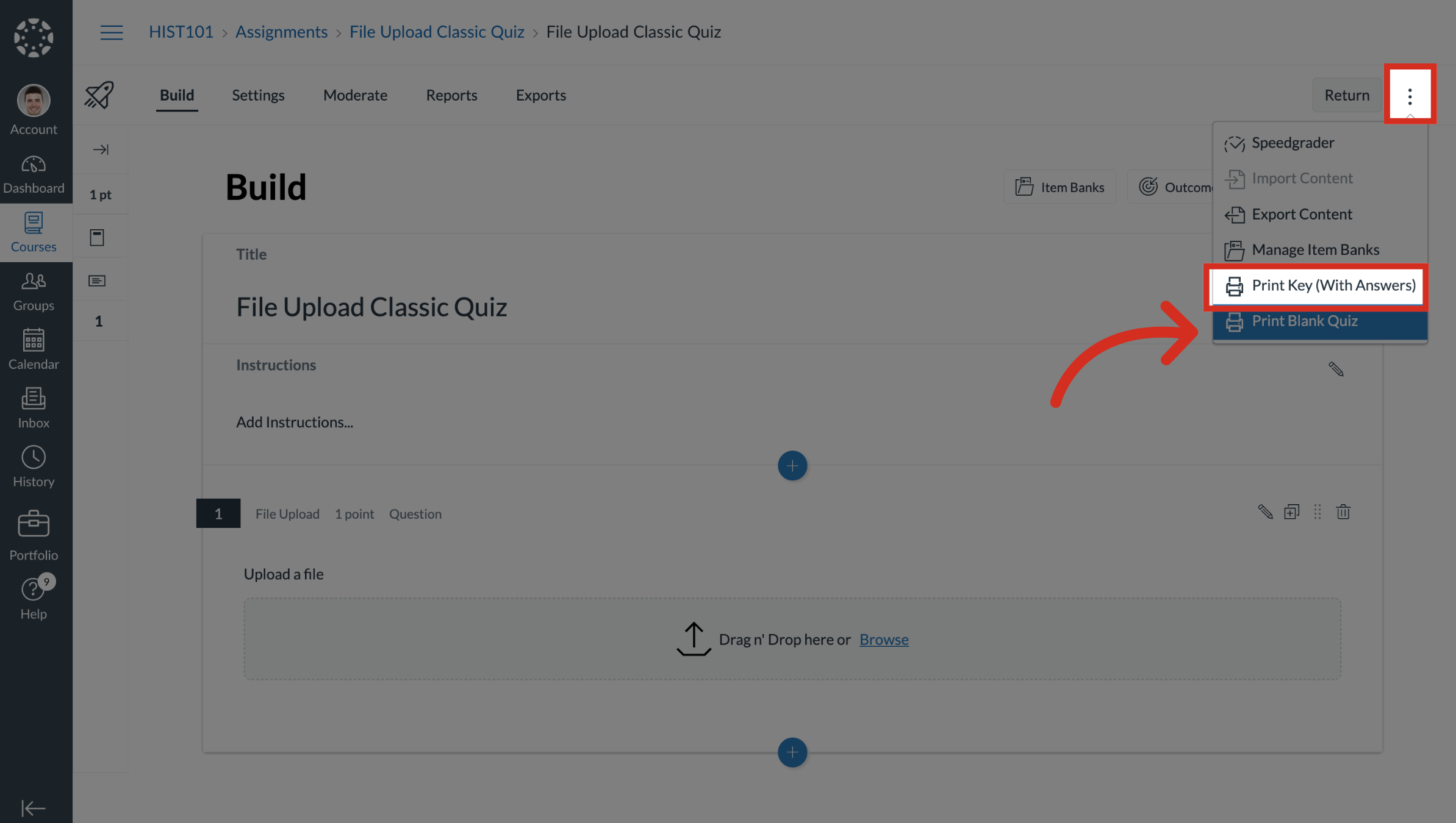 Print Key with Answers Quiz
