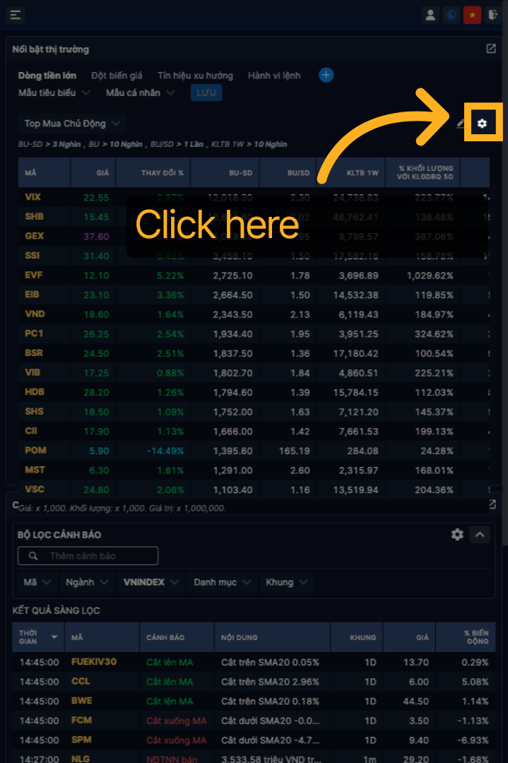 Open Filter Settings
