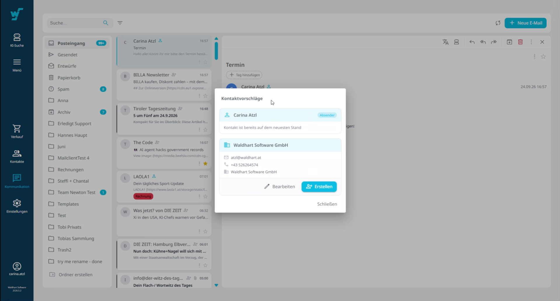 Kontaktdaten Aus E-Mail Anzeigen