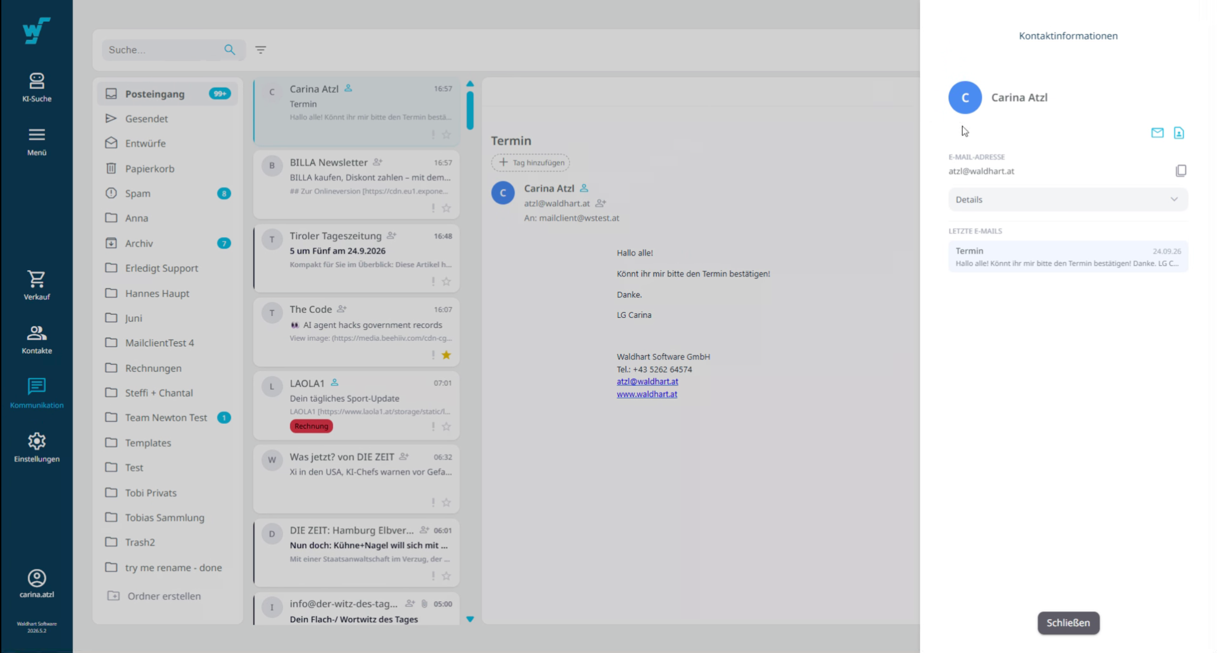 Letzte E-Mails Öffnen