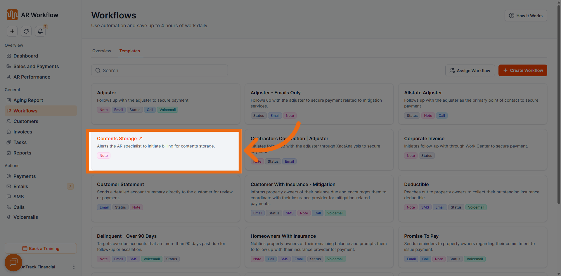 Contents Storage Template