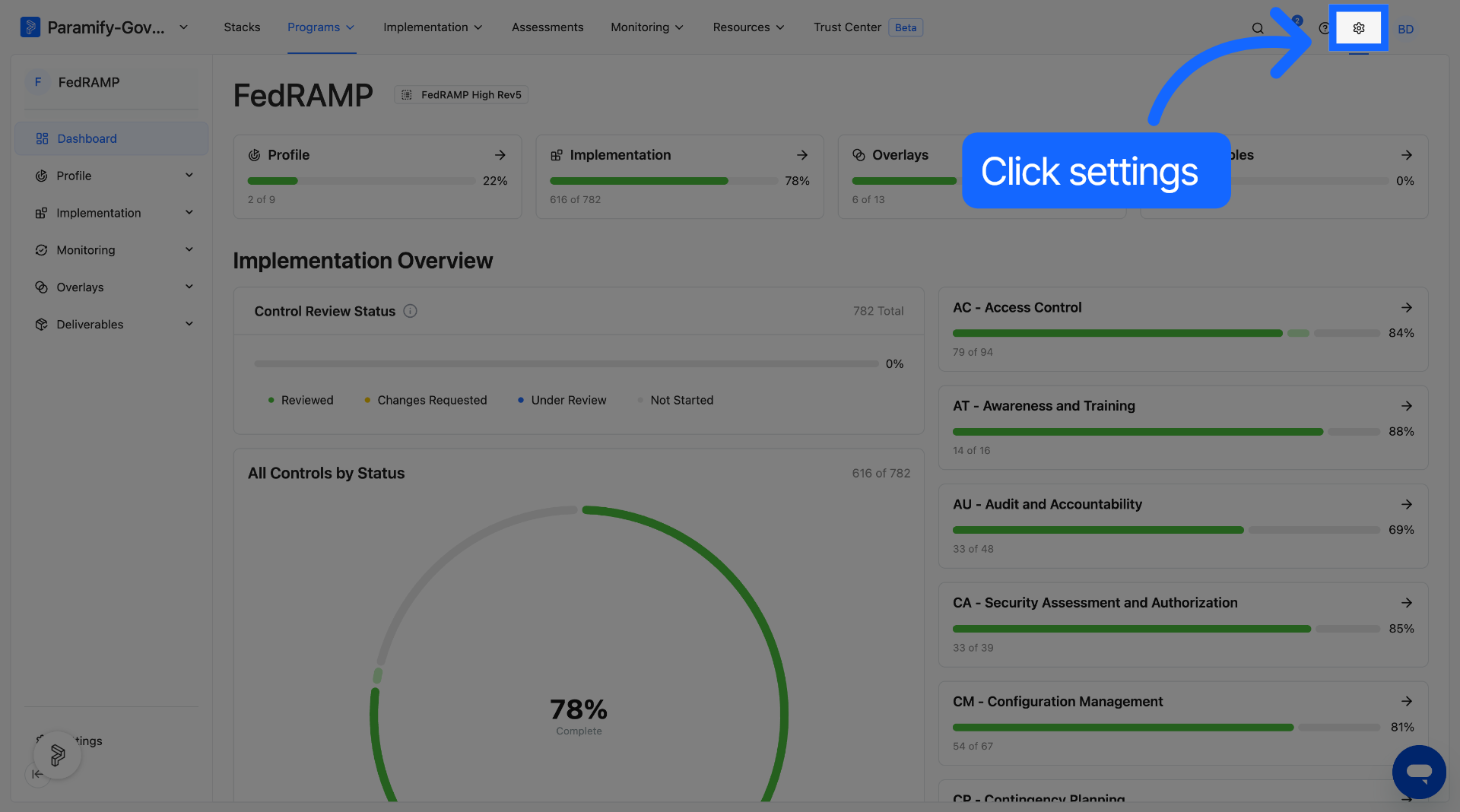 Access FedRAMP Dashboard