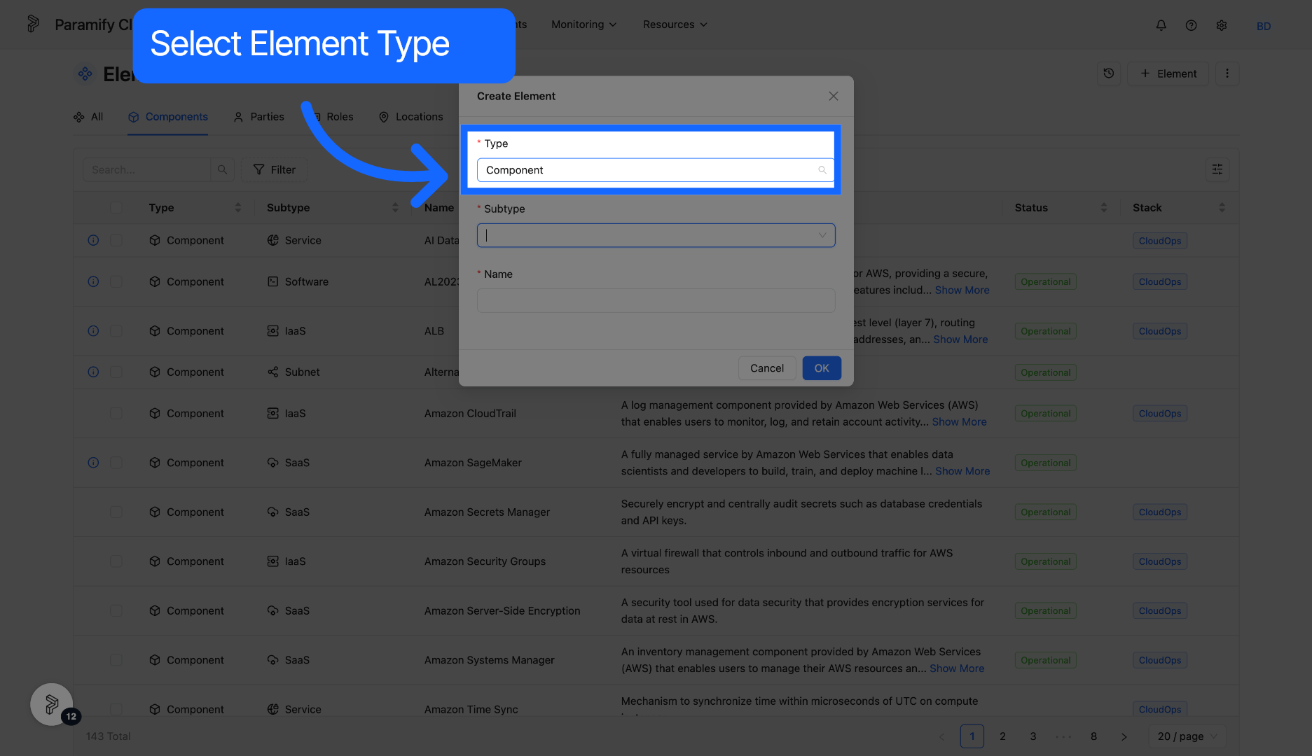 Choose Component Option
