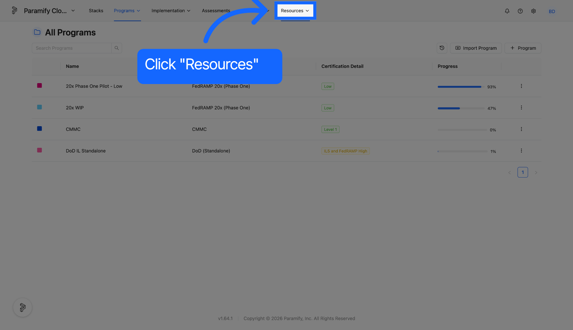 Click Resources Tab