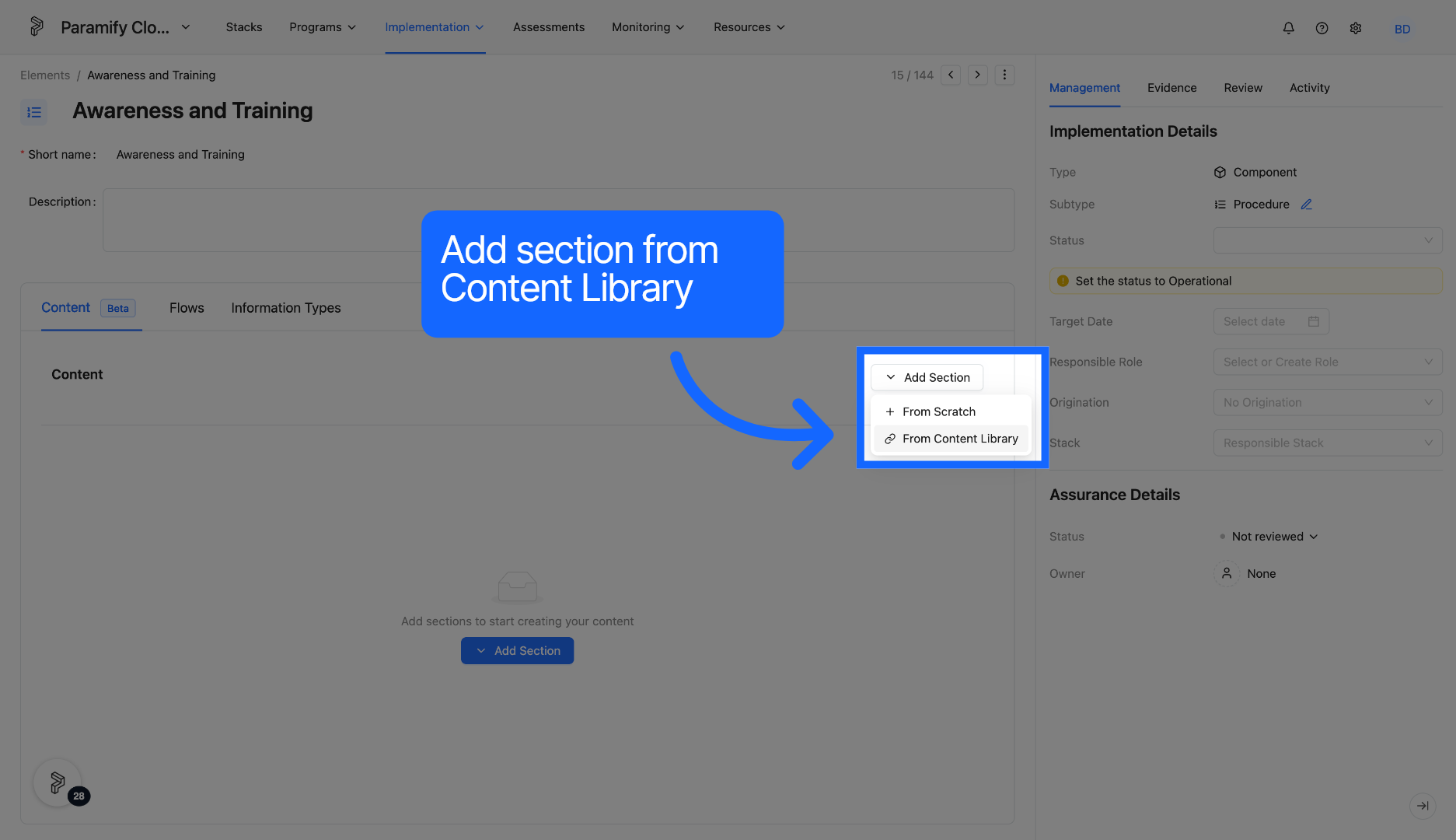 Select From Content Library