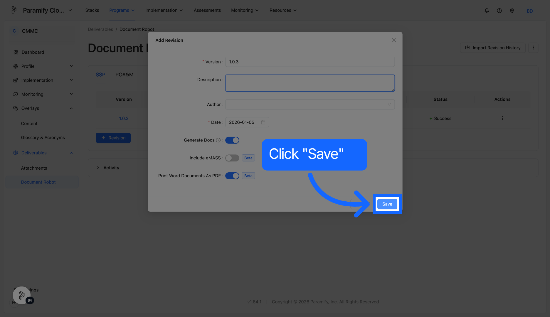 Save Document Changes