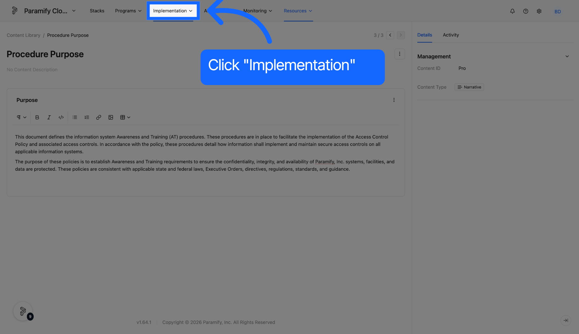 Open Implementation Section