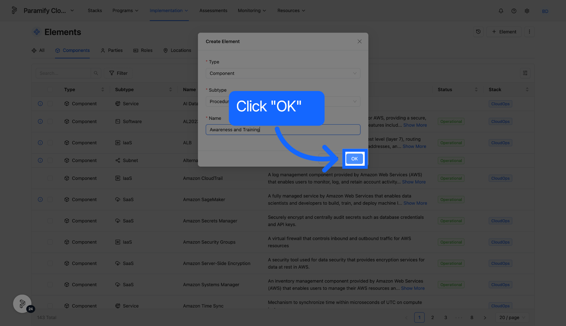 Confirm with OK Button