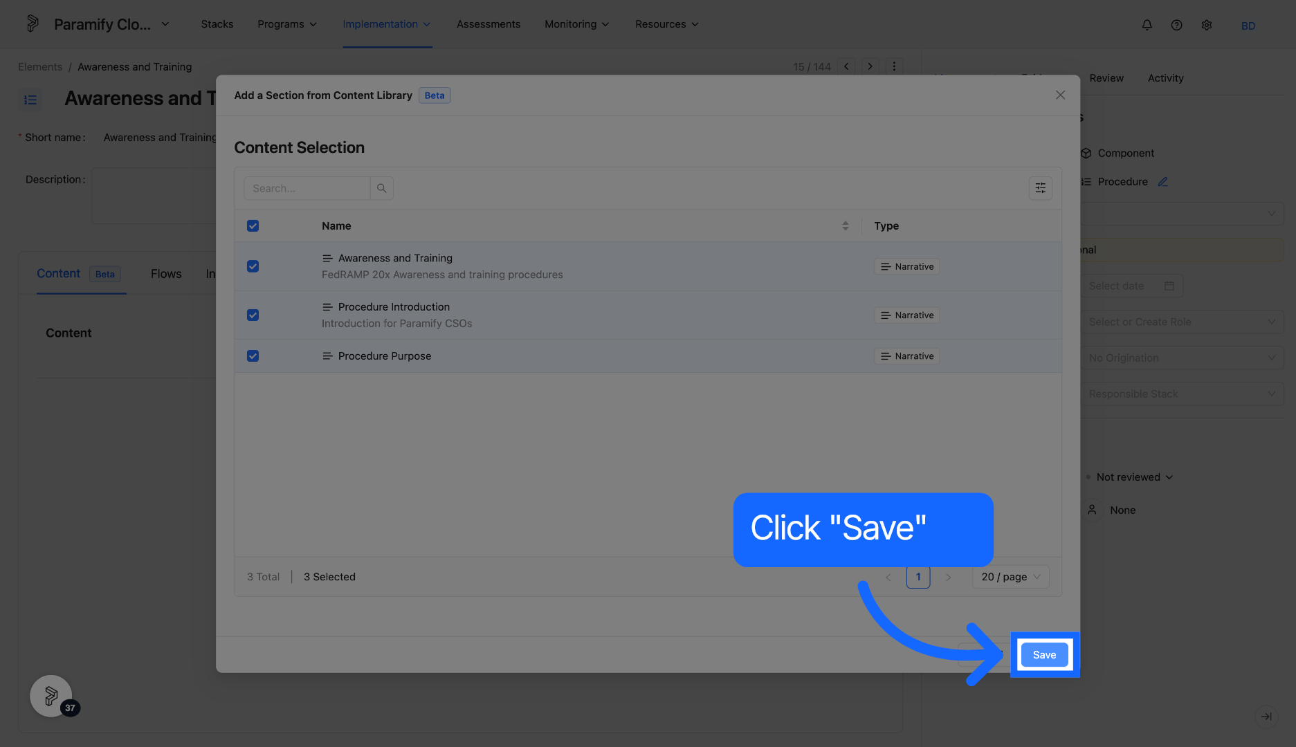 Save Section Changes