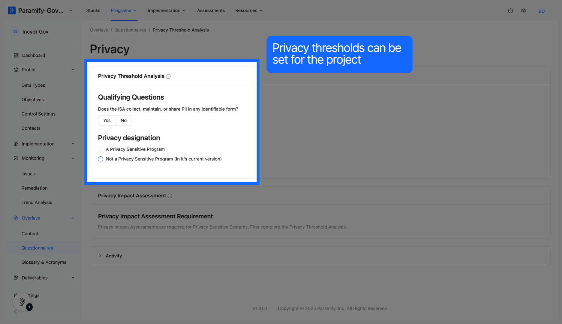 Select Privacy Threshold Option