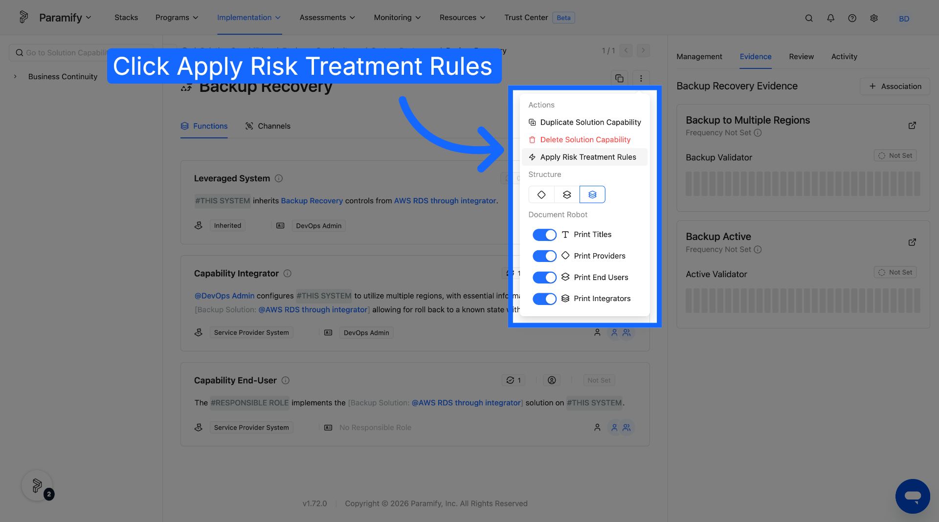 Select Apply Risk Treatment Rules