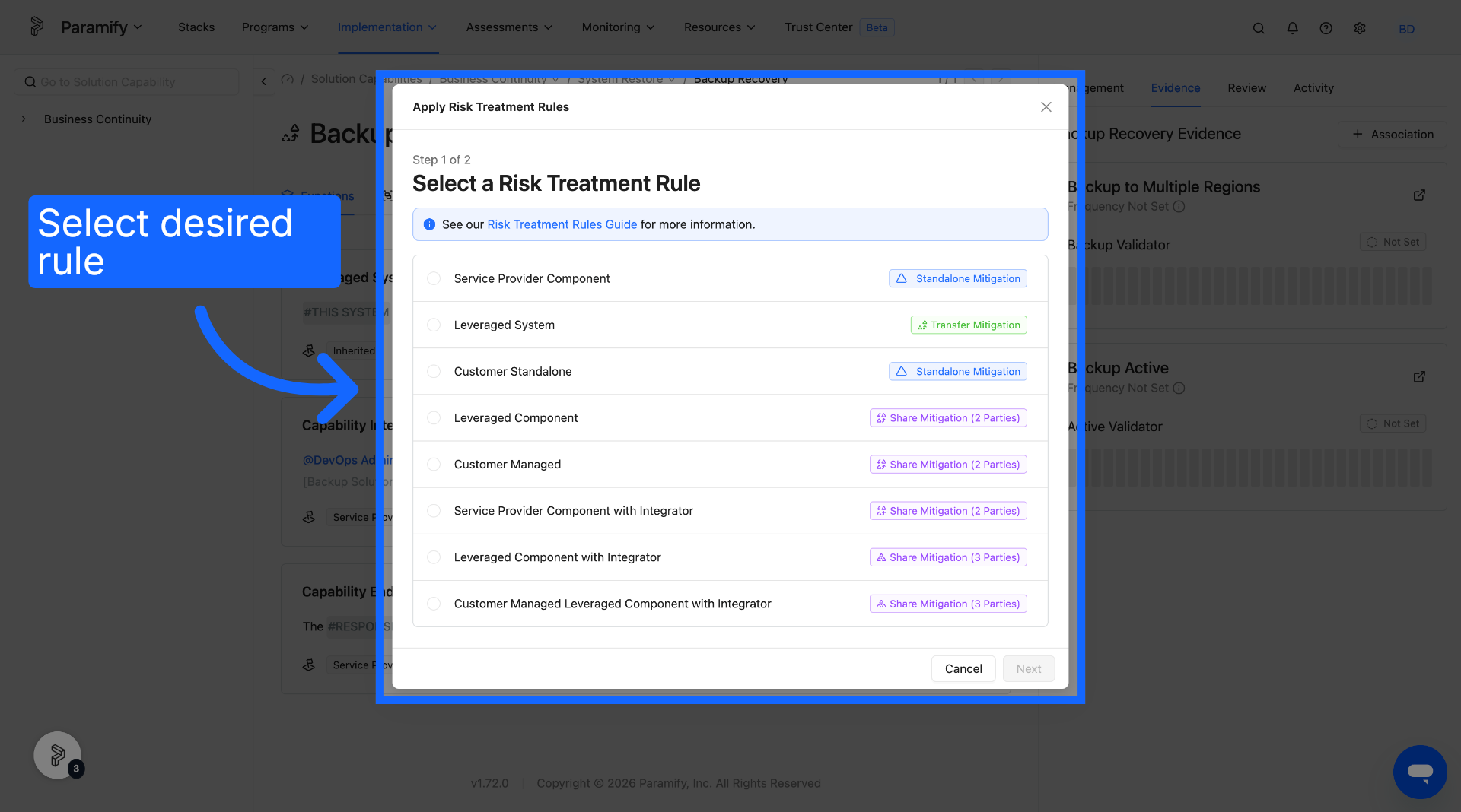 Choose Risk Treatment Rule