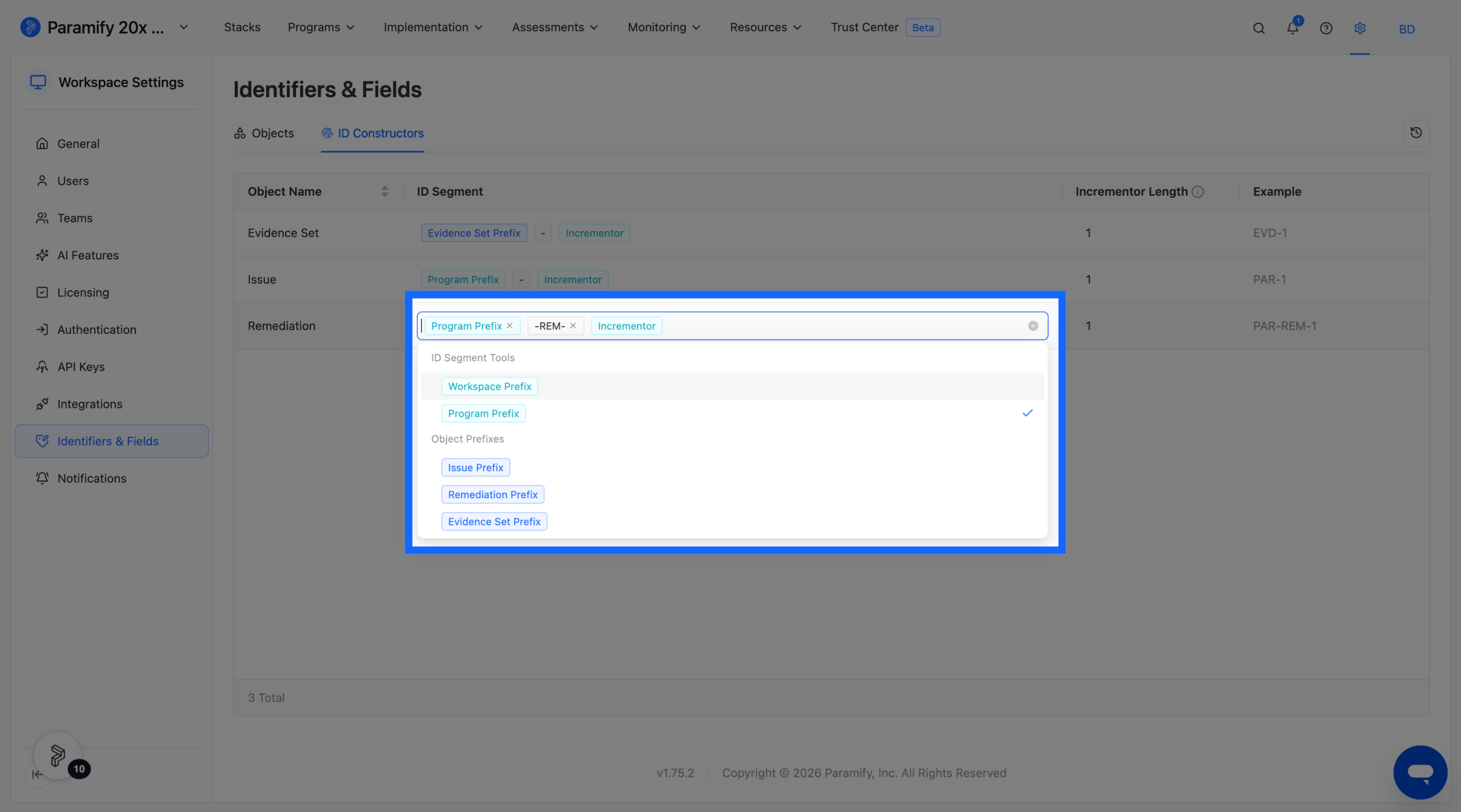 Reopen Program Prefix-REM-Incrementor