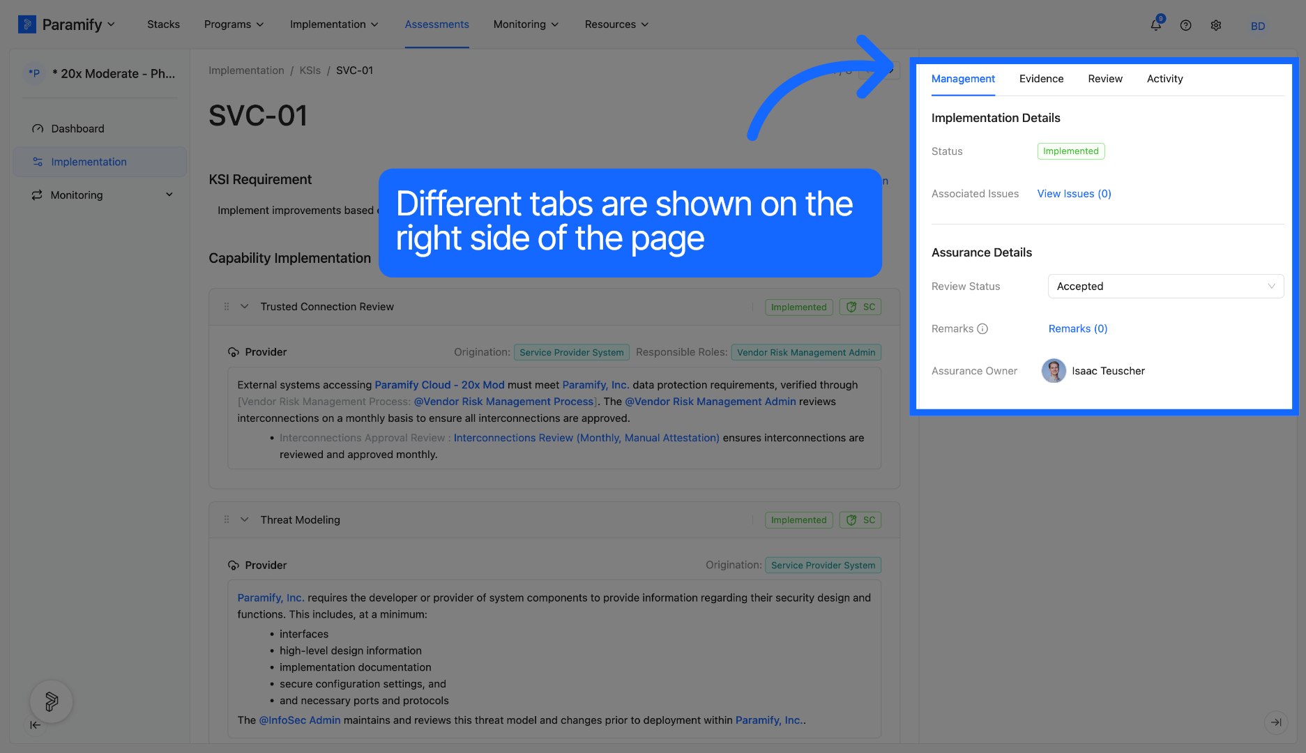 Open Implementation Details Section