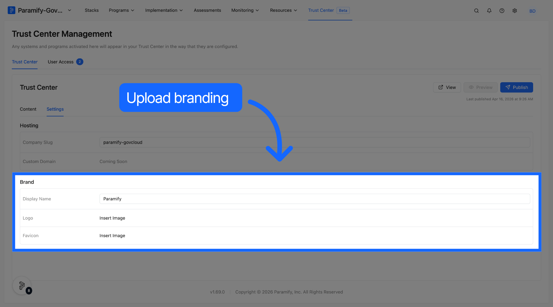 Edit Logo Settings