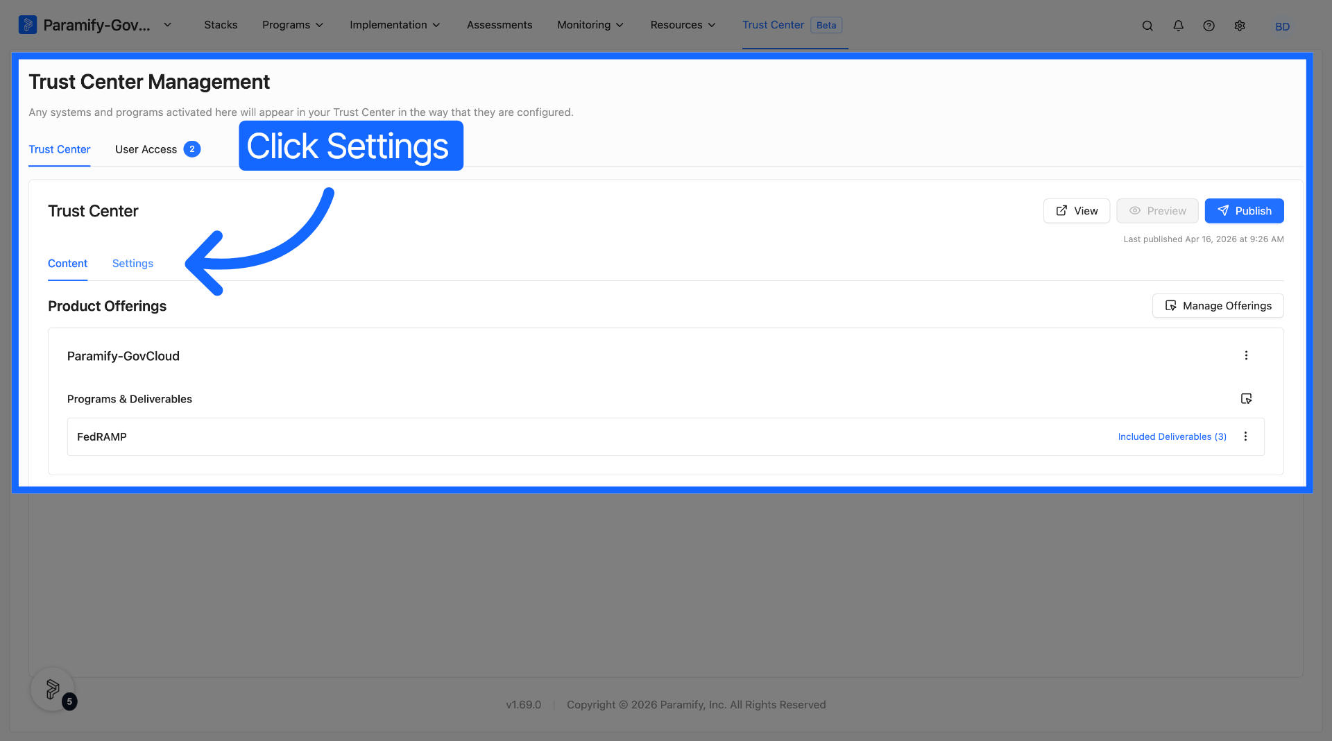 Open Settings Tab