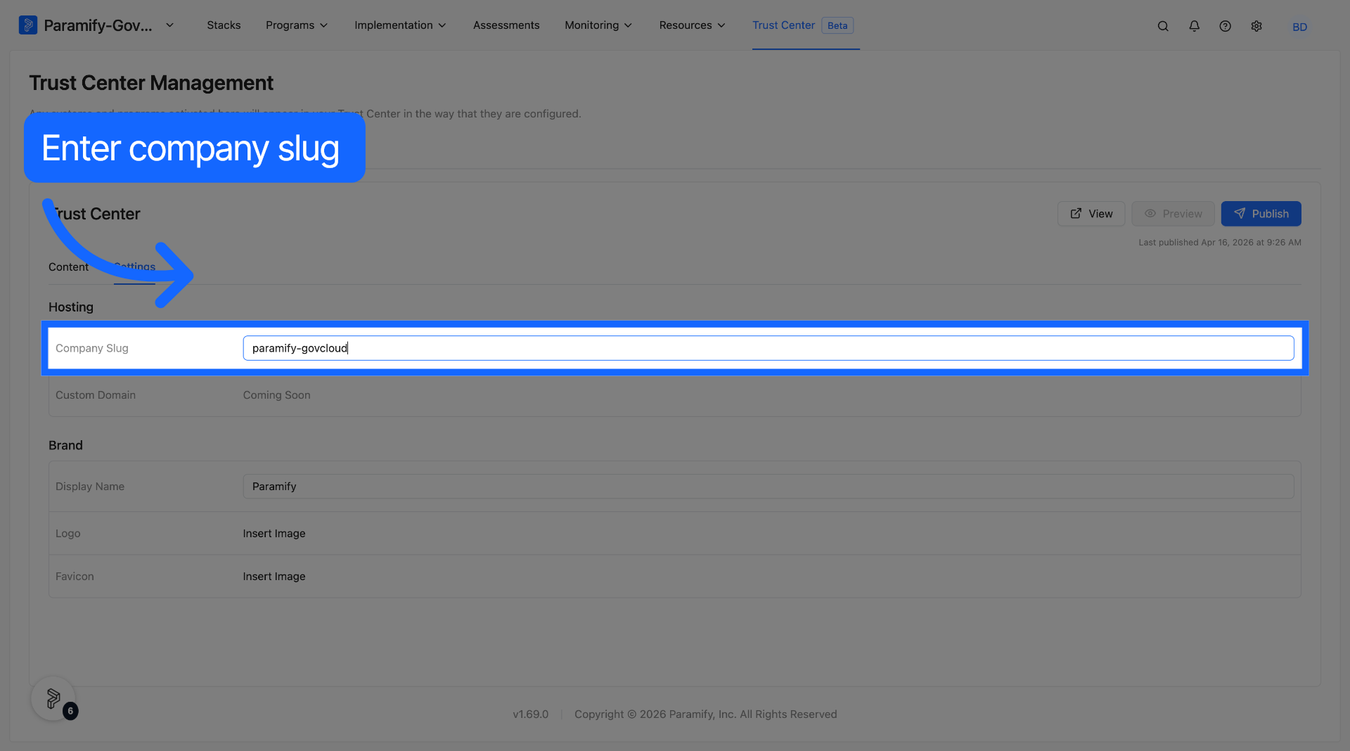Select Paramify-GovCloud