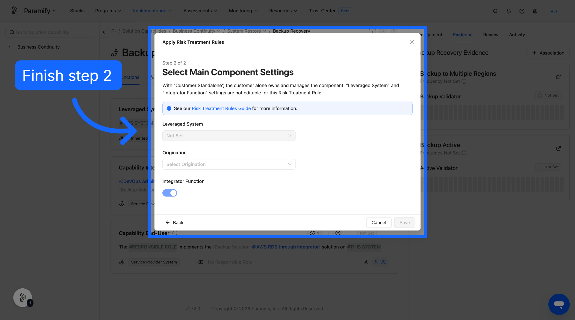 Review Main Component Settings