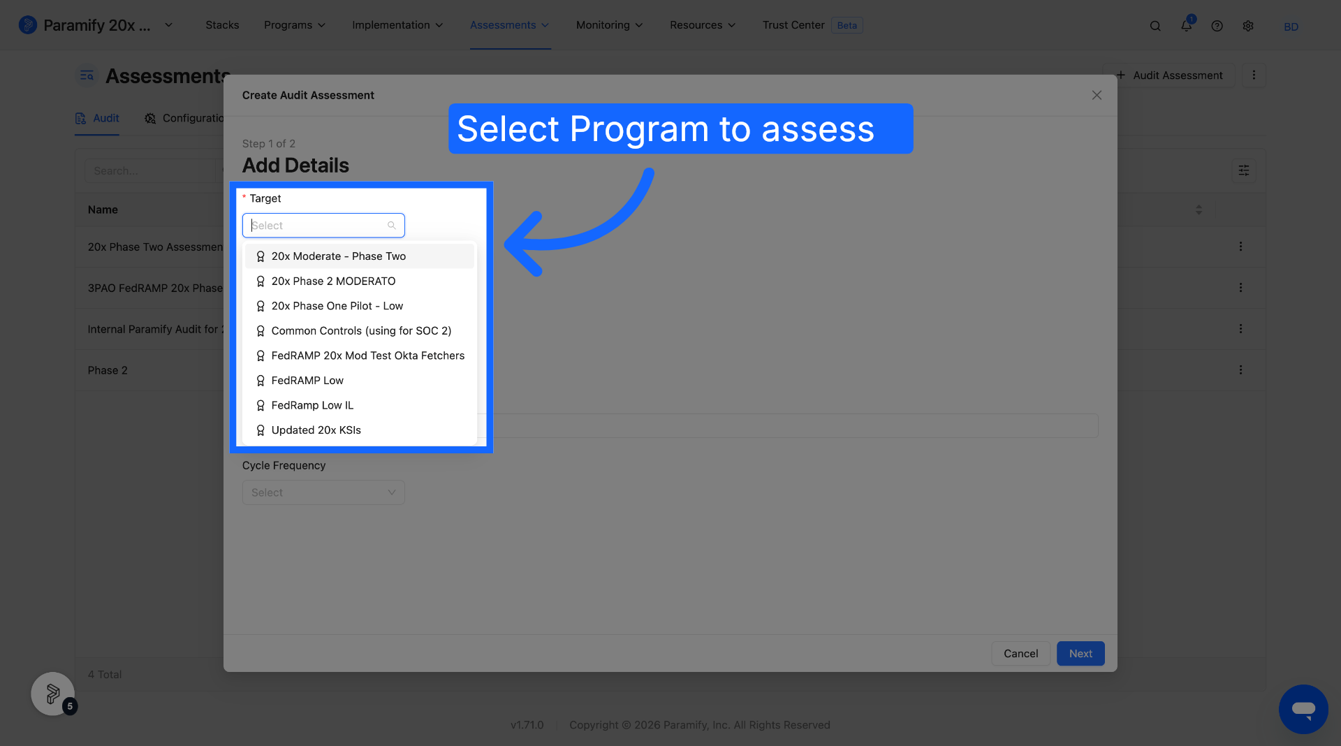 Choose Assessment Phase