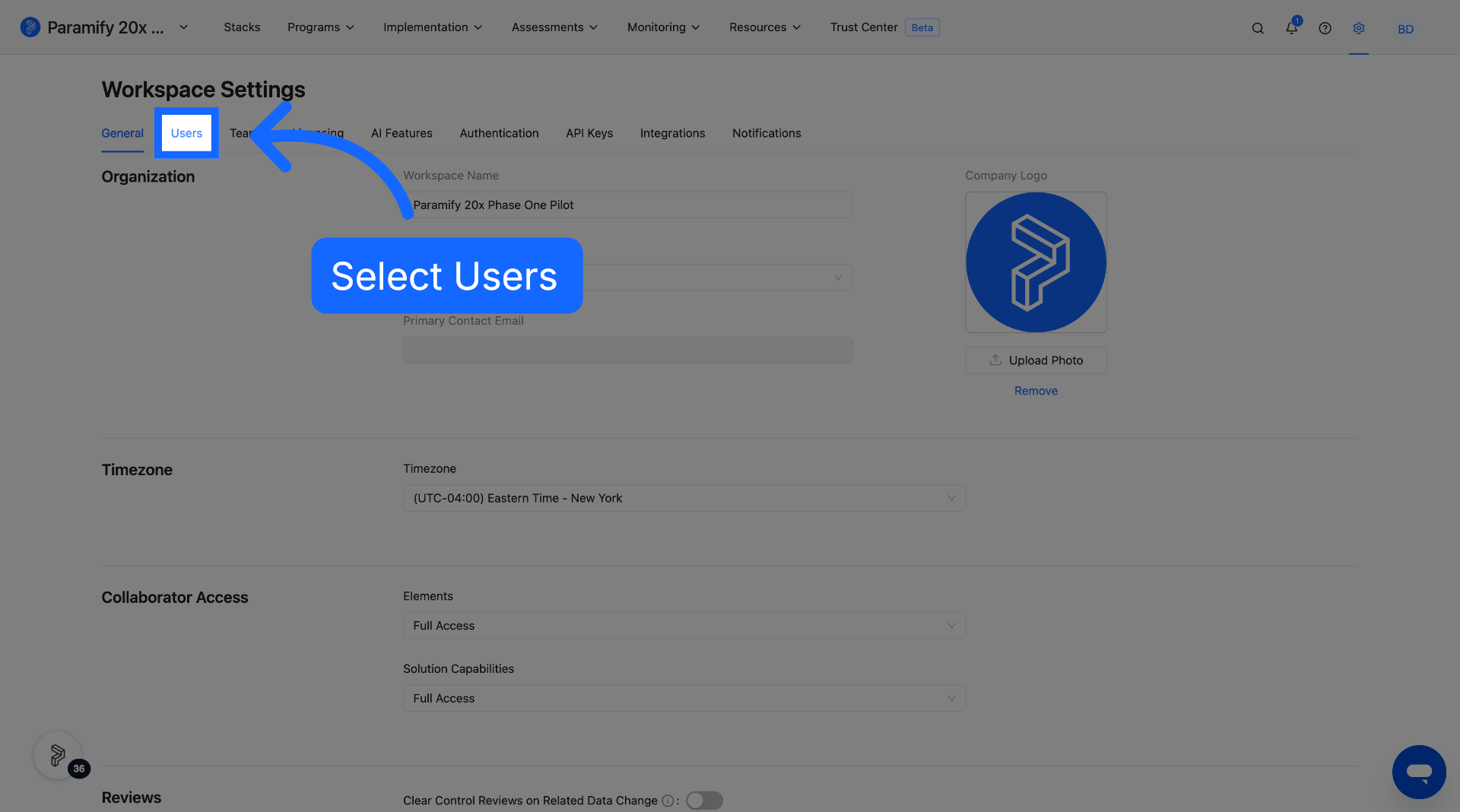 Navigate to Users