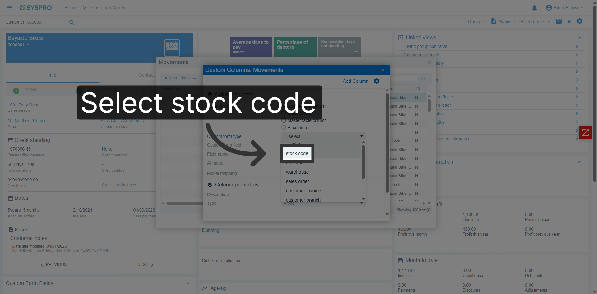 Select Stock Code Column