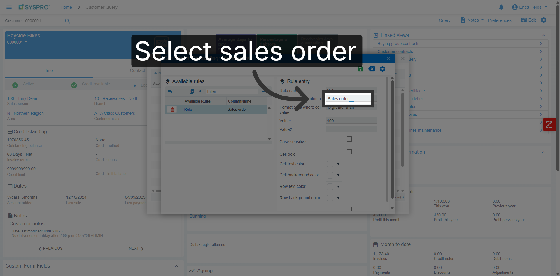 Select Sales Order Column
