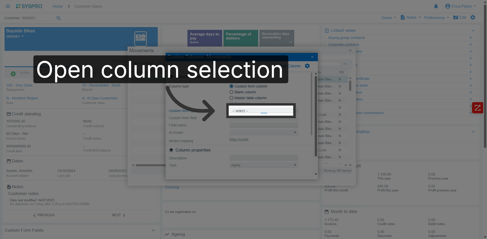 Open Column Selection