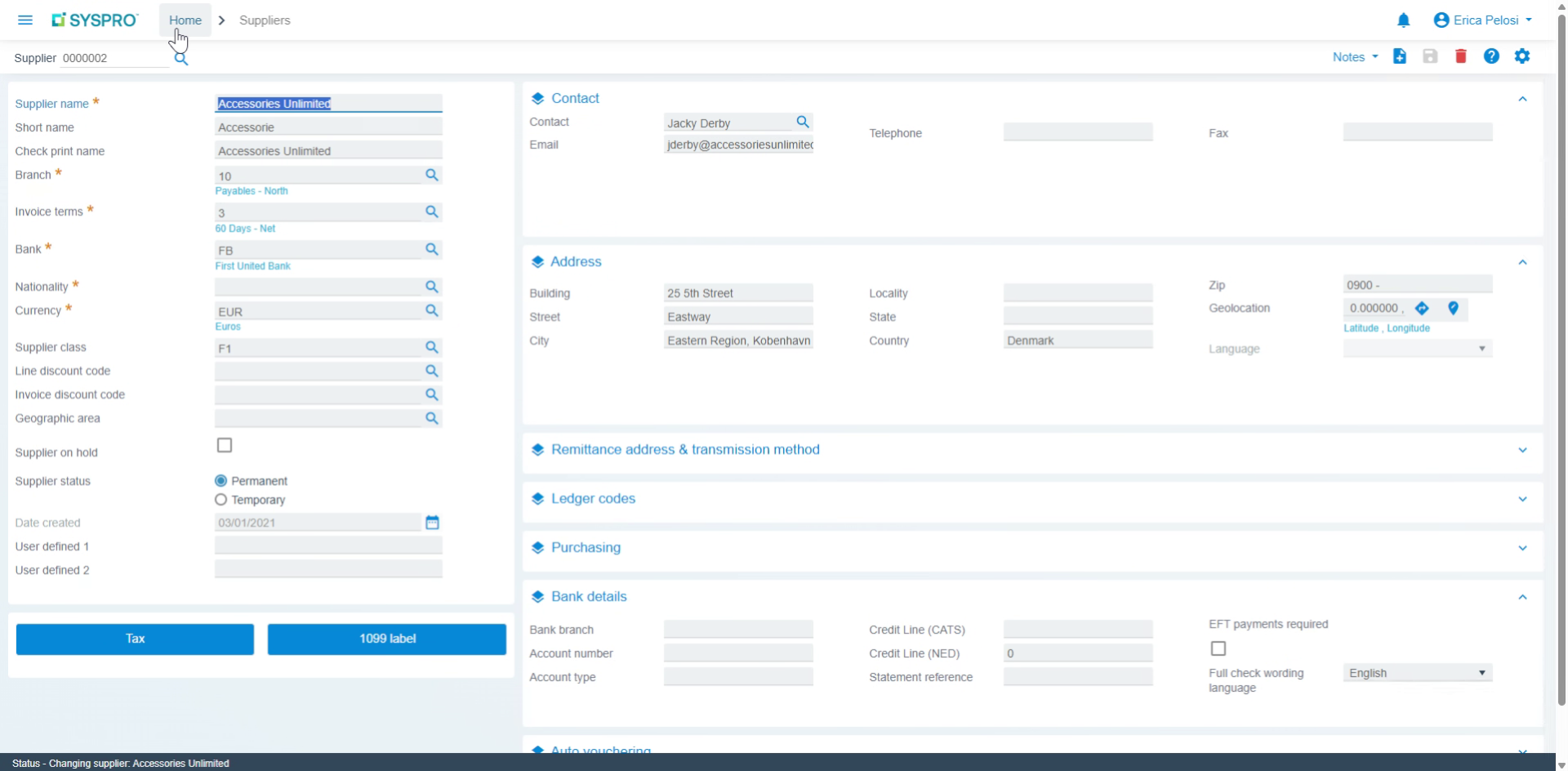 Access Supplier Query Menu