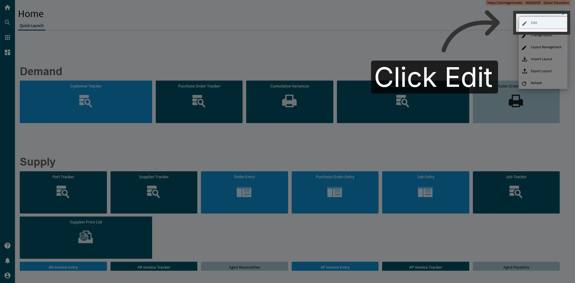 Select Edit Option