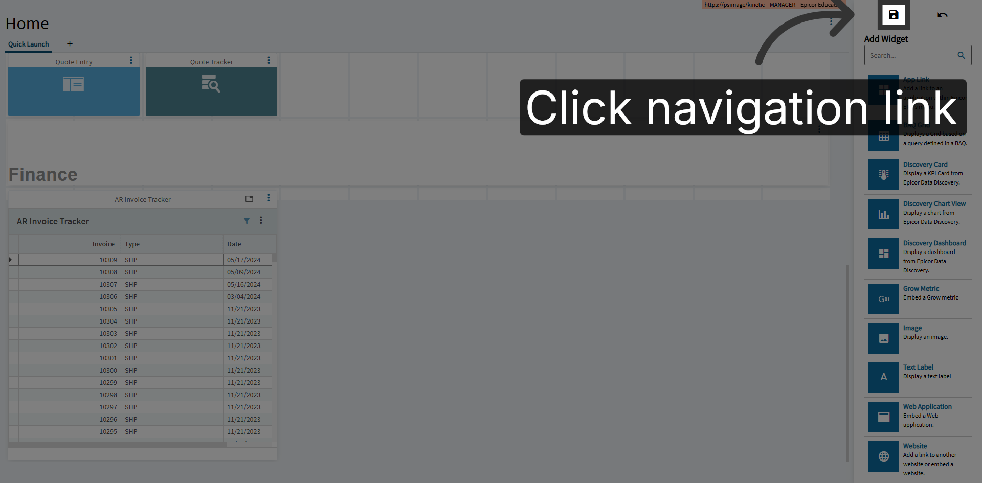 Click Navigation Link