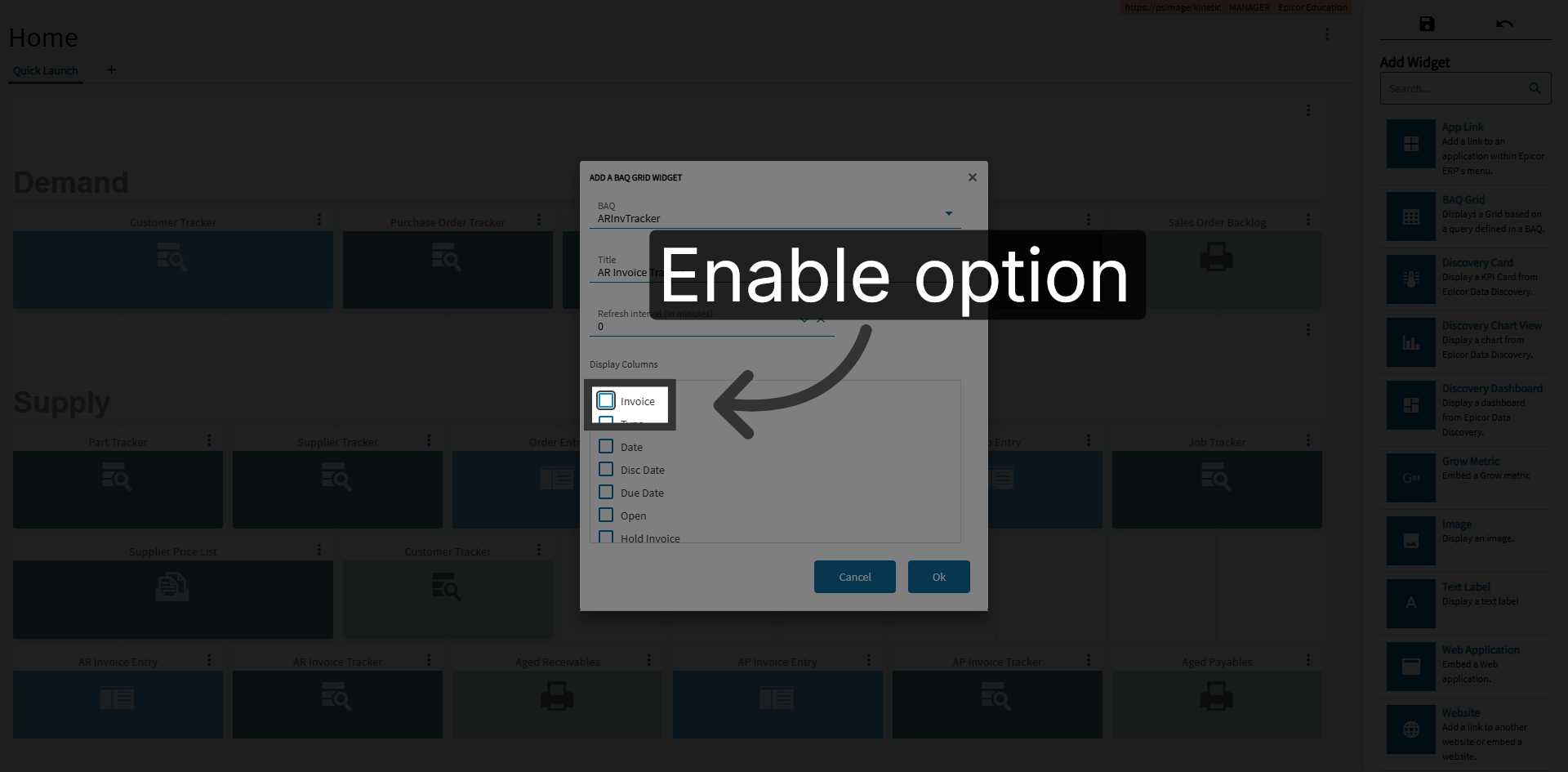 Enable Option