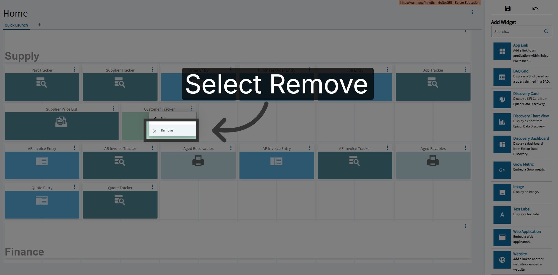 Select Remove Option