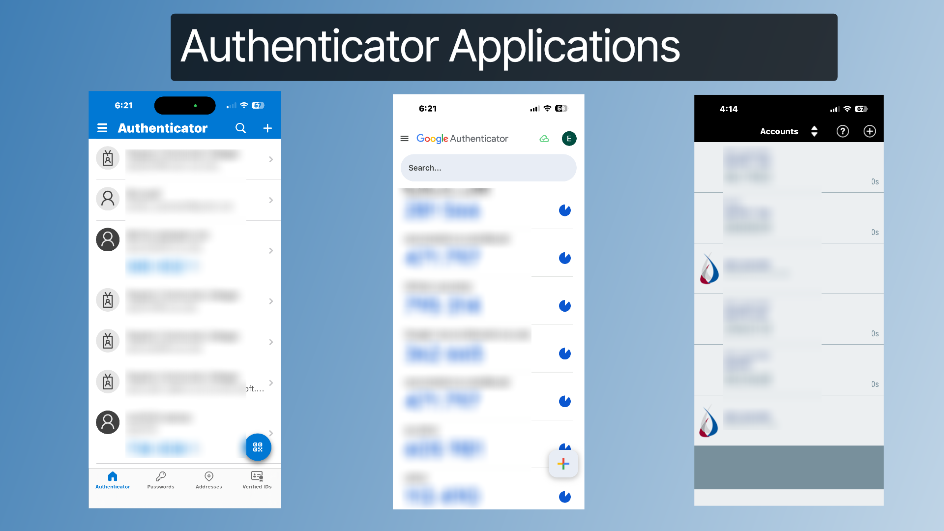 Screenshot explaining authenticator app options