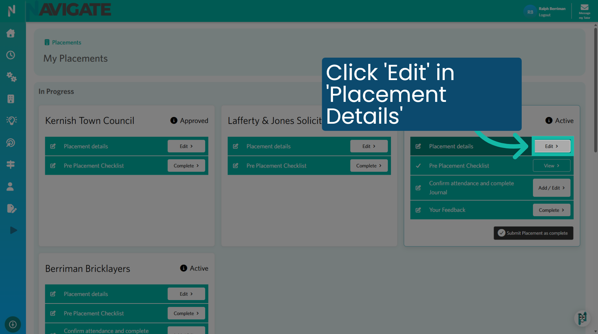 Edit Placement Details
