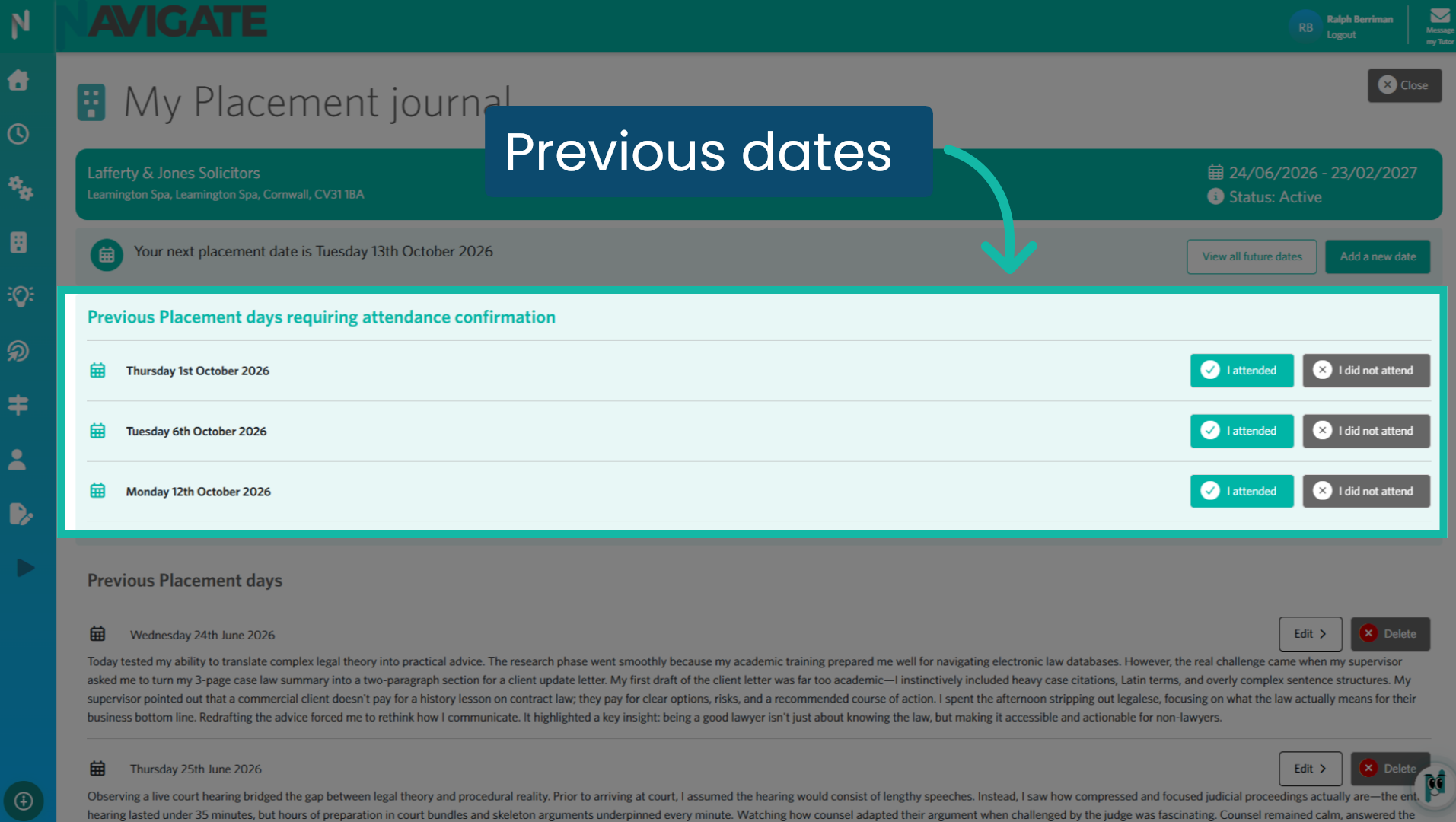 Confirm past attendance