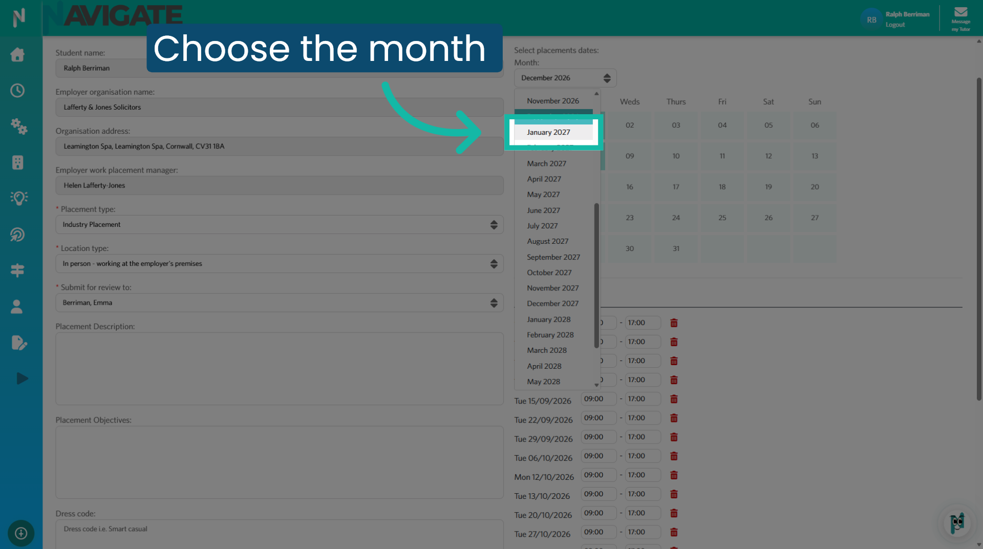 Choose a month