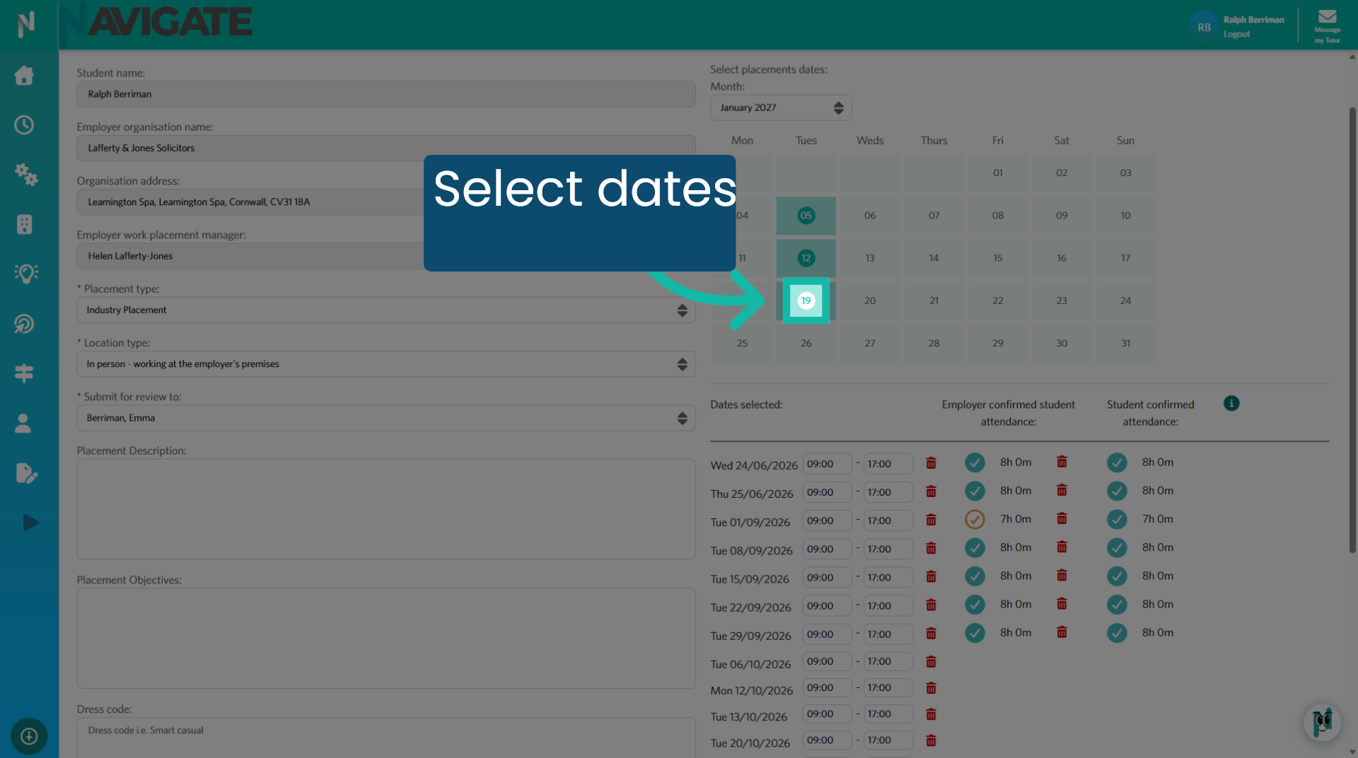 Select additional dates