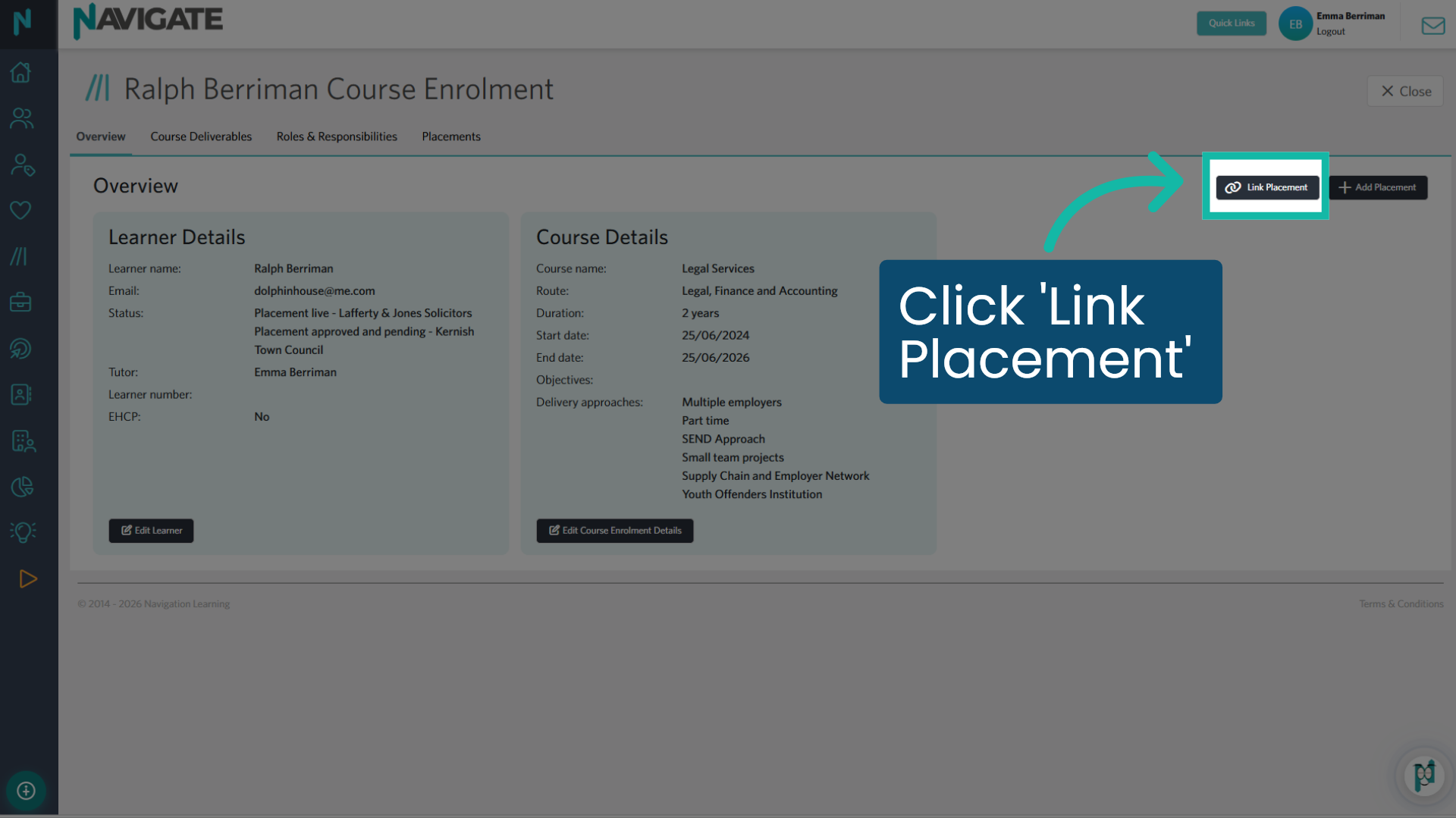 Click ‘Link Placement’