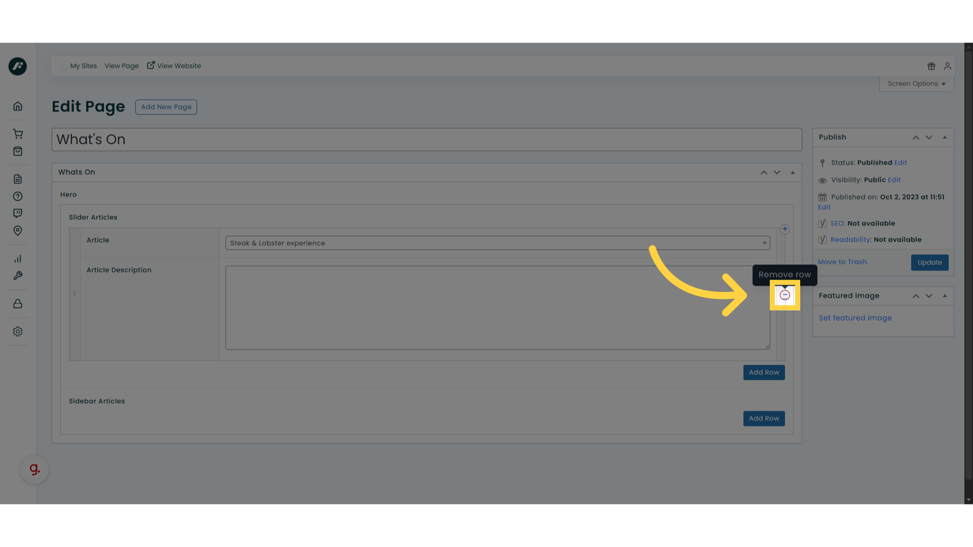 Remove existing event(s)