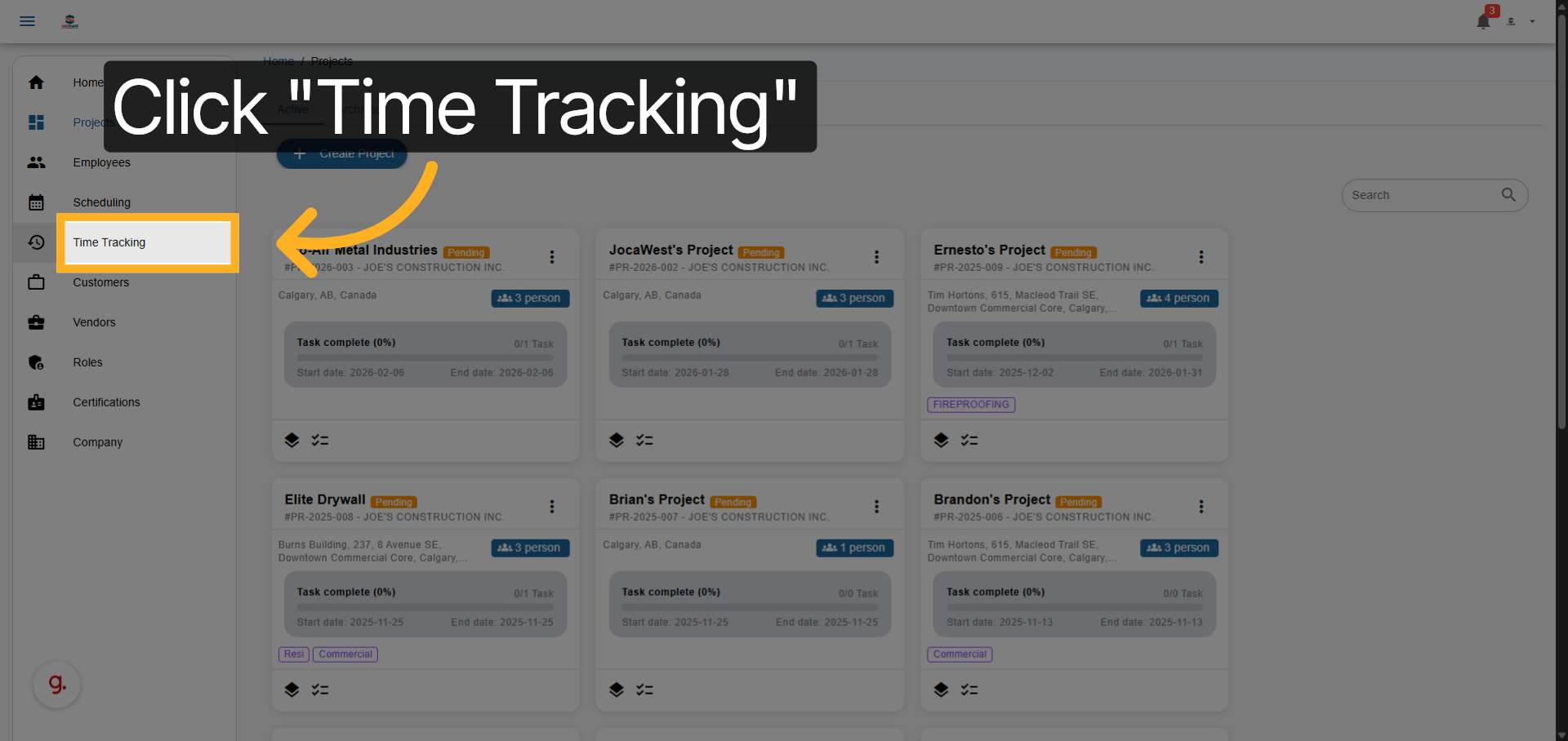 Navigate to Time Tracking