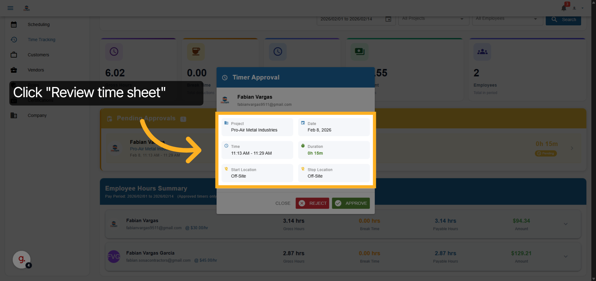 Review Time Entry Details