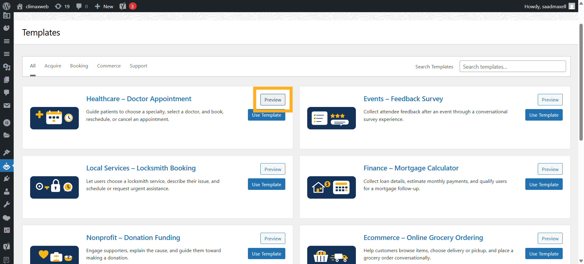 Preview Template Details in Maxbot