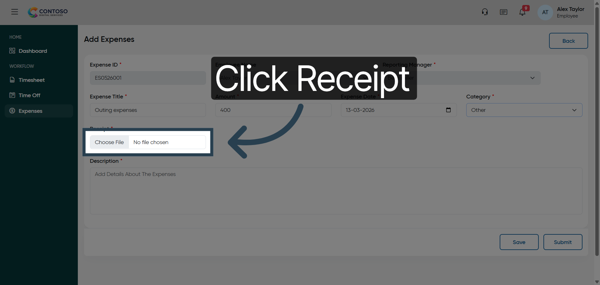 Access Receipt Upload